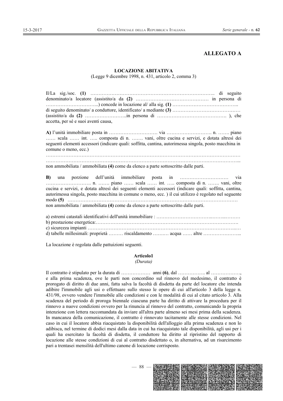 Anteprima del modulo Contratto a canone concordato 3+2